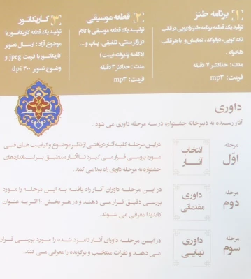 قابل توجه دانشجو معلمان علاقمند به برنامه سازی، شعرو داستان کوتاه عکس و کاریکاتور و فضای مجازی:
نخستین جشنواره فرهنگی هنری مردم و رادیو با عنوان ایران مقتدر، تولید ایران 2