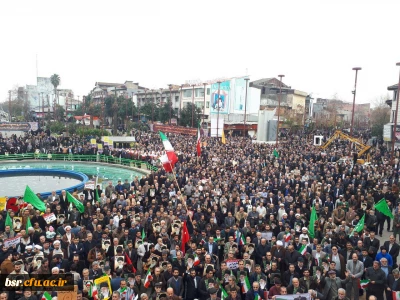 حضور کارکنان و دانشجویان پردیس شهید بنت الهدی صدر گیلان در راهپیمایی 9 دی