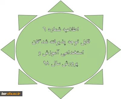 اطلاعیه شماره 6
قابل توجه پذیرفته شدگان استخدامی آموزش و پرورش سال 98